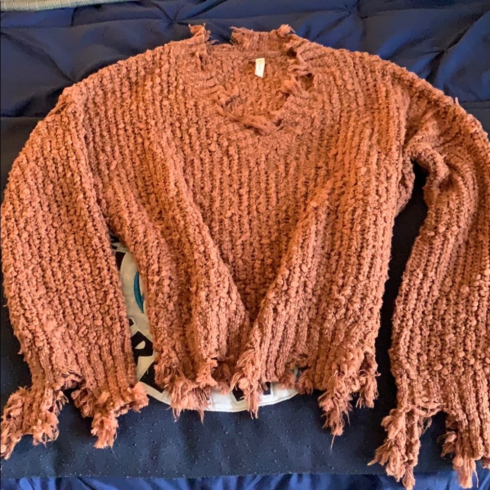 Cozy Knit Frayed Edge Sweater